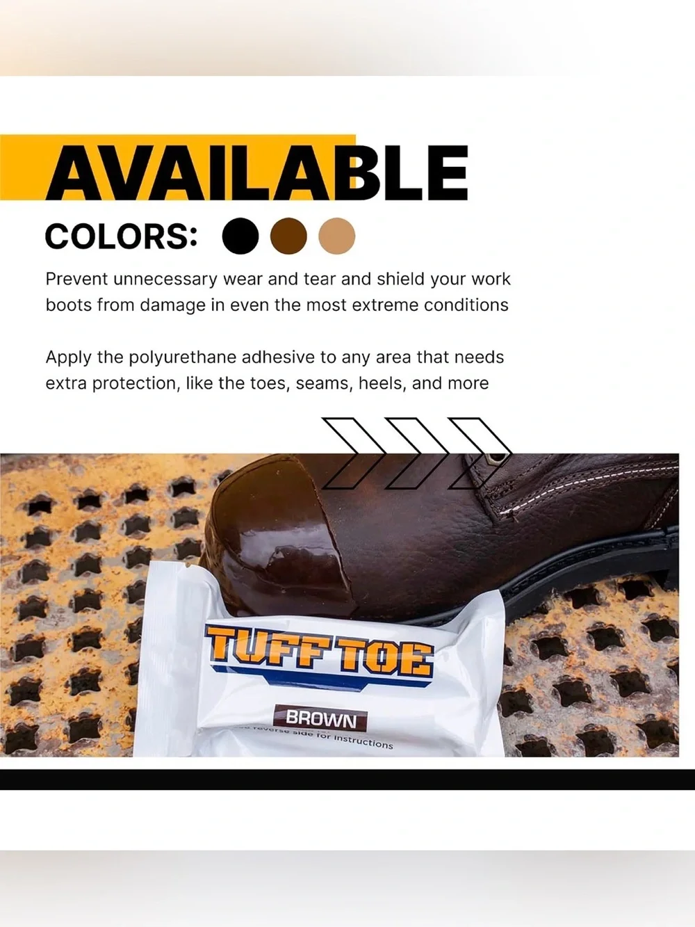 NWT Tuff Toe Brown Boot Protector Guard Repair Kit